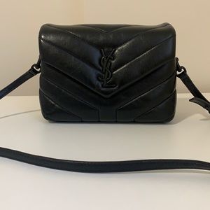 Black leather YSL cross body